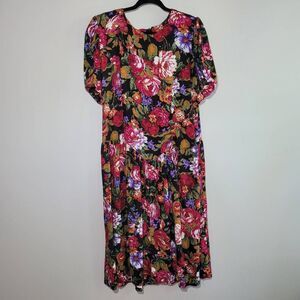 Vintage 80s princess cut floral dress‎ puff sleeve whimsigoth cottage goth retro